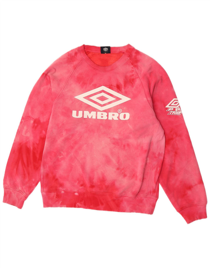 Umbro Felpa con grafica da uomo Maglione in cotone tie dye rosa medio