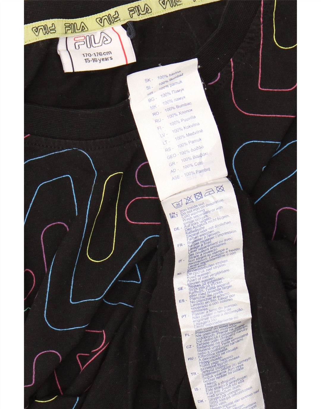 T-shirt corta con grafica FILA per ragazze 15-16 anni in cotone nero