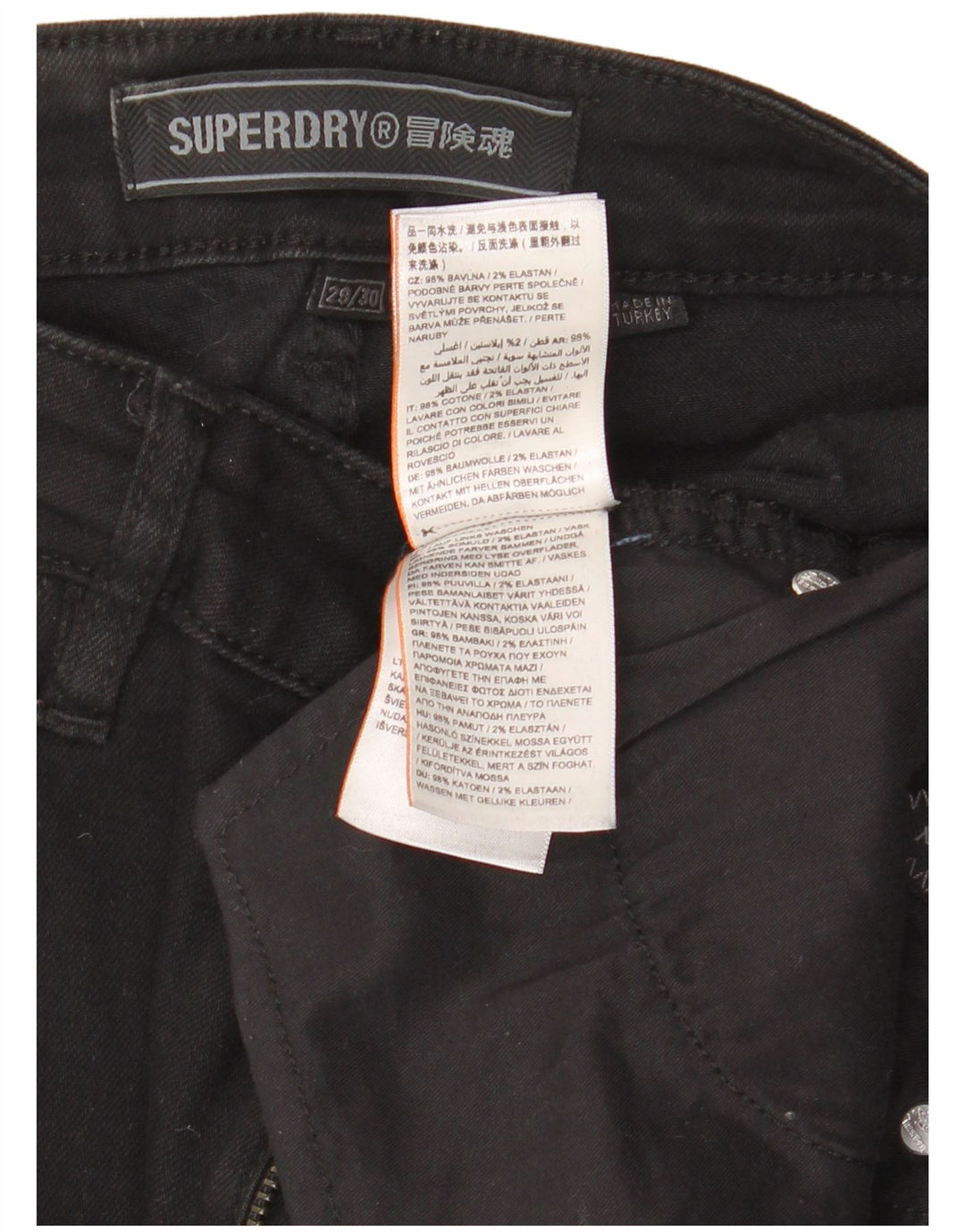Jeans skinny regolari da donna Superdry W29 L30 cotone nero