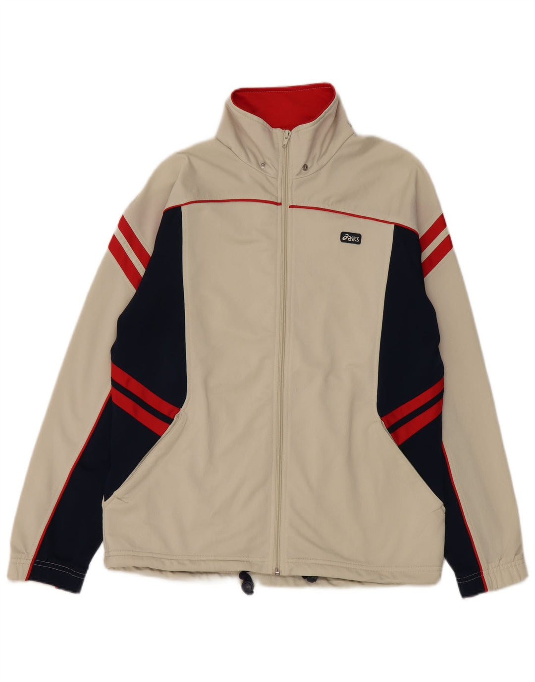 Giacca da ginnastica da uomo Asics, giacca in poliestere color block beige medio