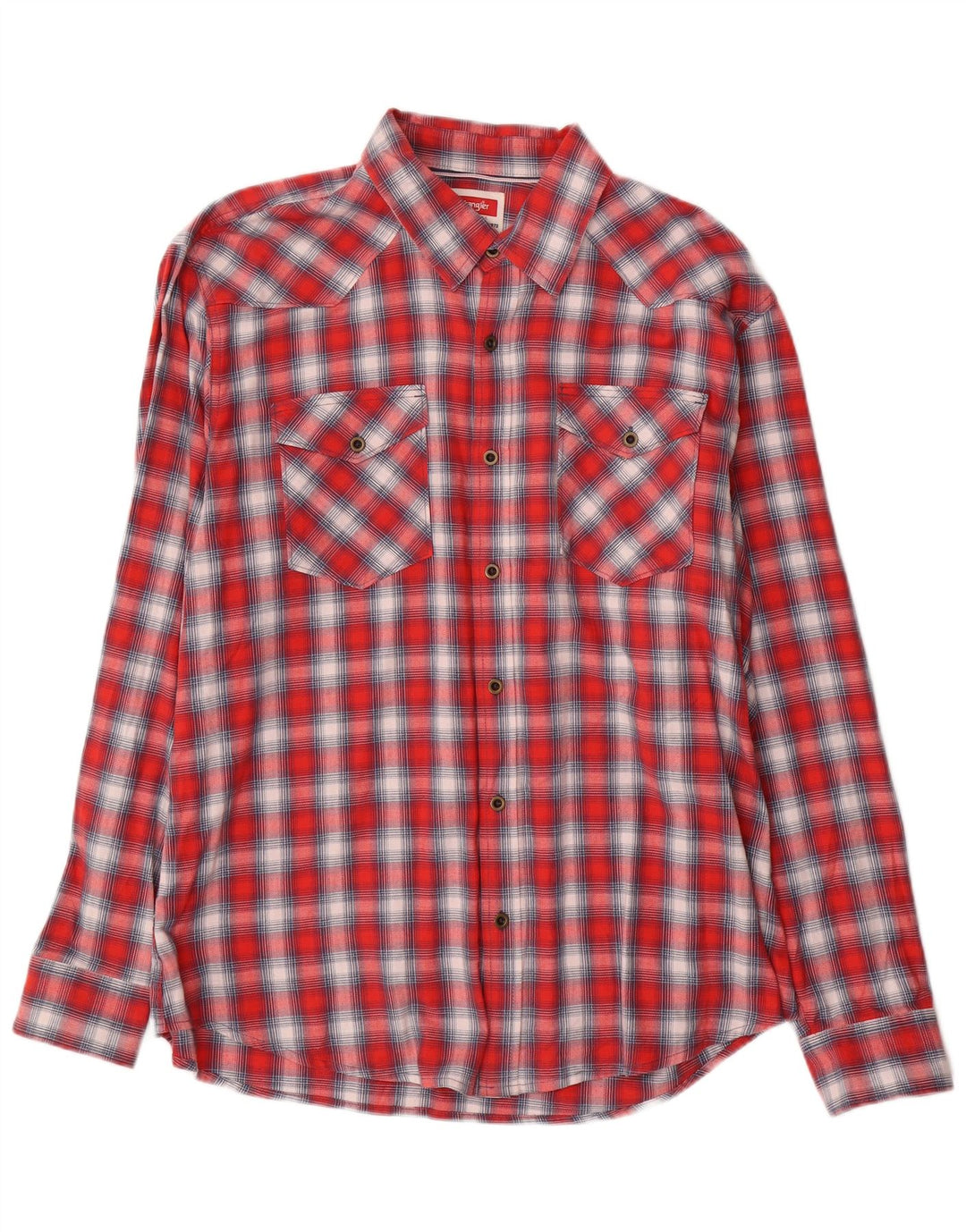 Camicia da uomo in flanella western Wrangler XL in cotone a quadri rossi