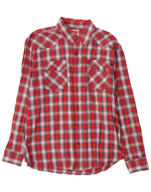 Camicia da uomo in flanella western Wrangler XL in cotone a quadri rossi