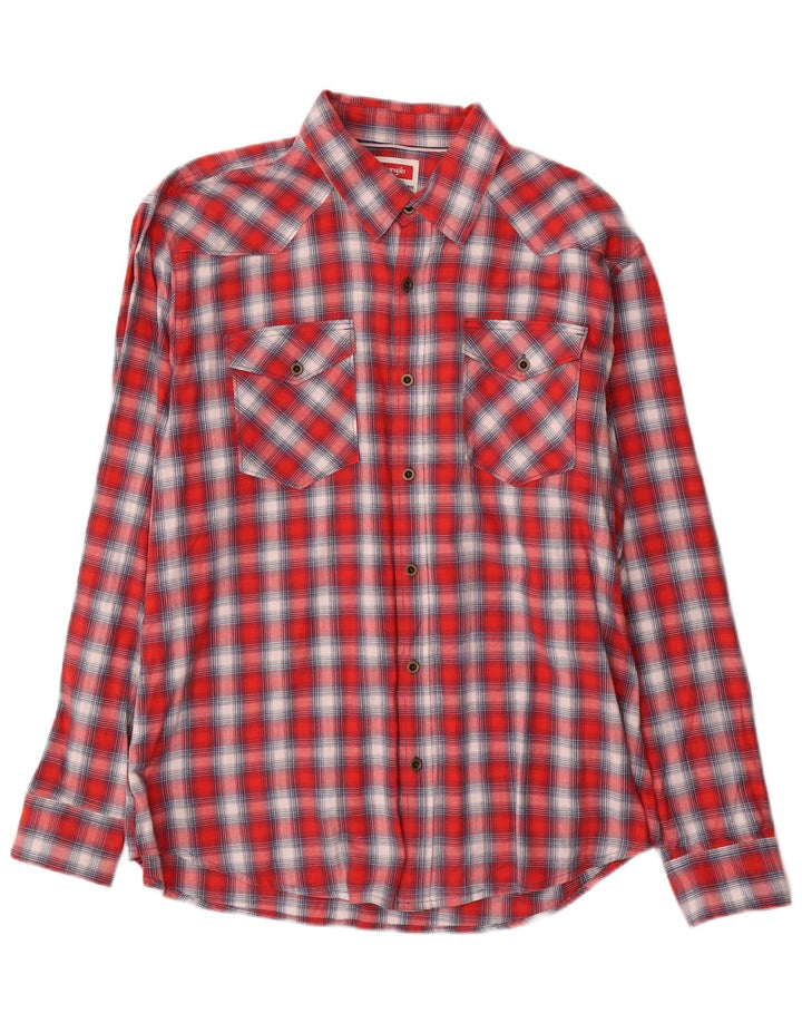 Camicia da uomo in flanella western Wrangler XL in cotone a quadri rossi