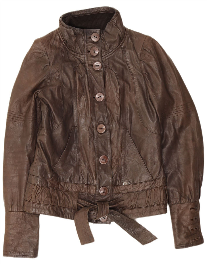 Numph Giacca in pelle da donna UK 8 Small Marrone Classic