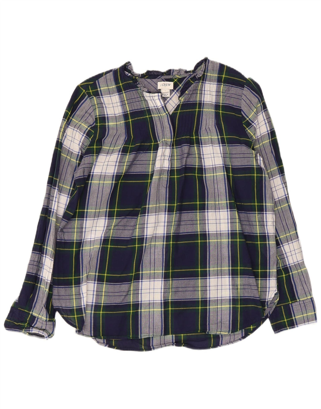 J. CREW Camicia pullover da donna Camicetta US 4 Small Cotone a quadri blu navy