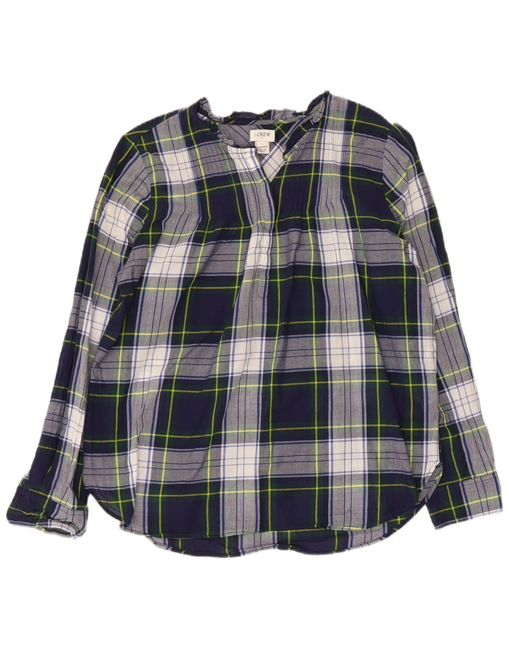 J. CREW Camicia pullover da donna Camicetta US 4 Small Cotone a quadri blu navy