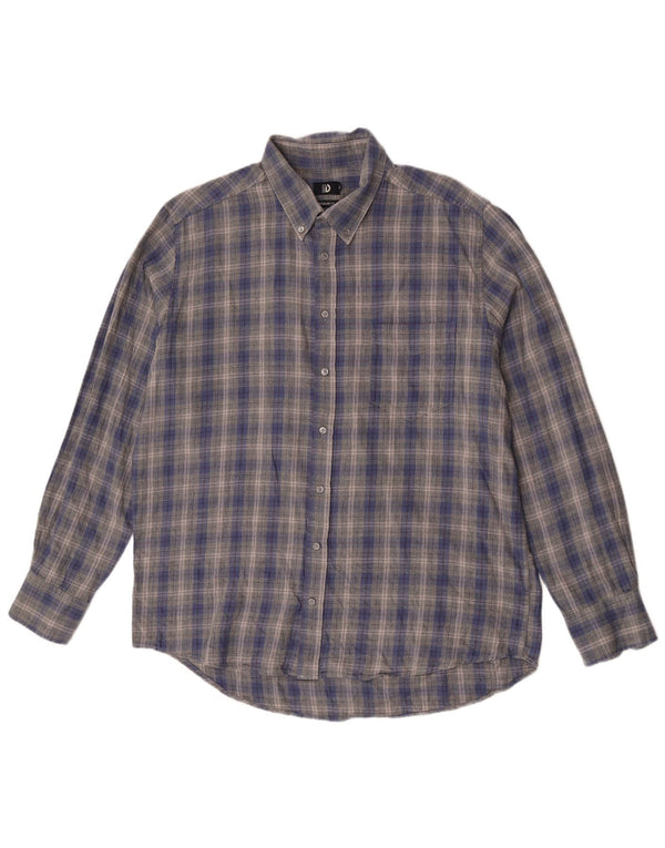 Camicia da uomo in flanella dalla vestibilità regolare di Dack 2XL in cotone a quadri blu