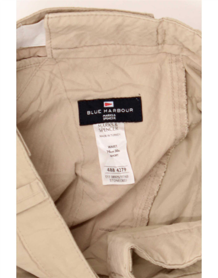Pantaloncini chino da uomo Marks & Spencer blu Harbour medi W30 cotone beige
