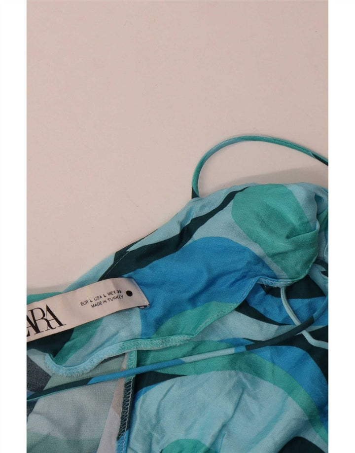 Zara Prendisole da donna con motivo astratto UK 14 Large Blu Colourblock Viscosa