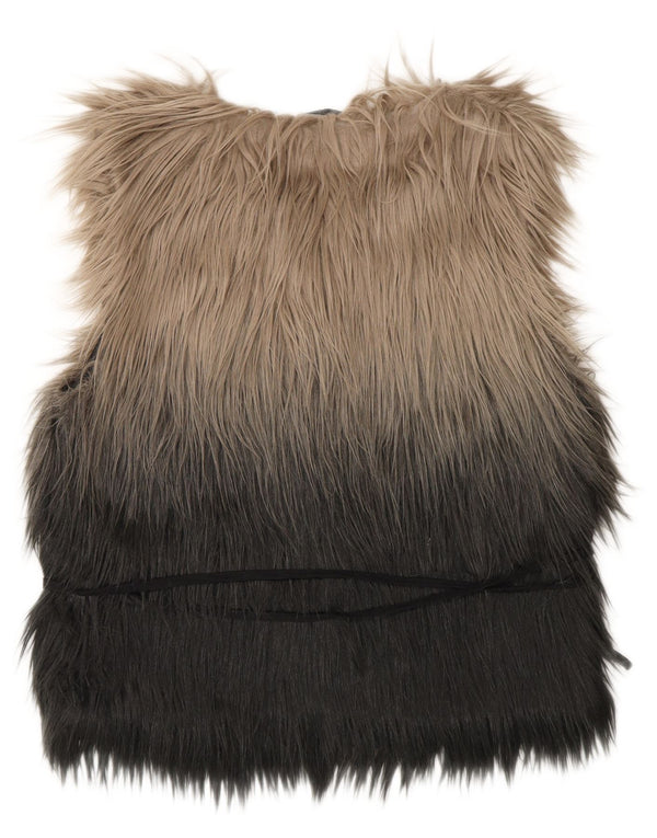Gilet da donna in pelliccia sintetica Broadway UK 14 Modacrile color block grigio medio