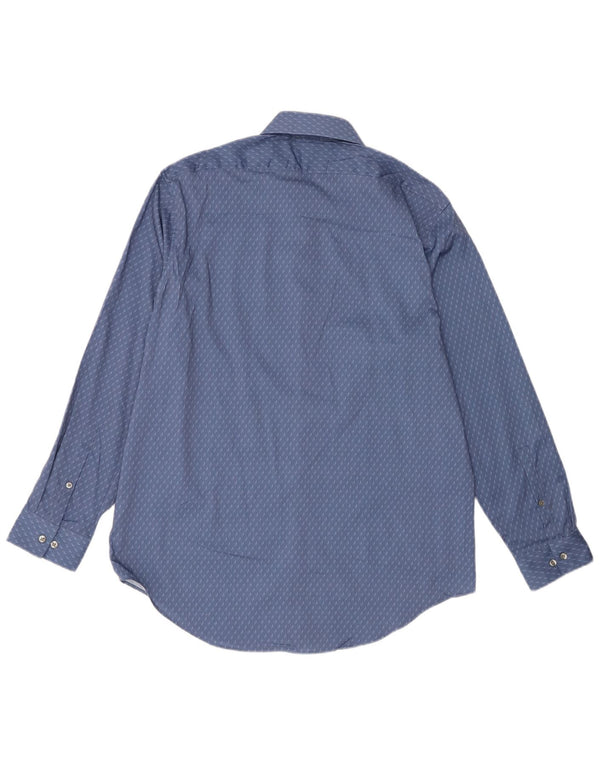 Camicia slim fit da uomo Calvin Klein taglia 16 1/2 grande poliestere geometrico blu