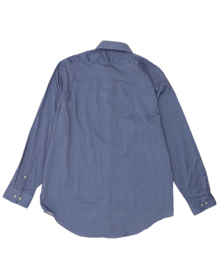 Camicia slim fit da uomo Calvin Klein taglia 16 1/2 grande poliestere geometrico blu