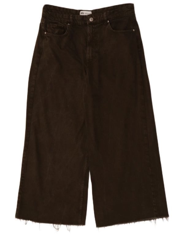 Jeans corti da donna Zara a gamba larga EU 42 Large W32 L25 Cachi