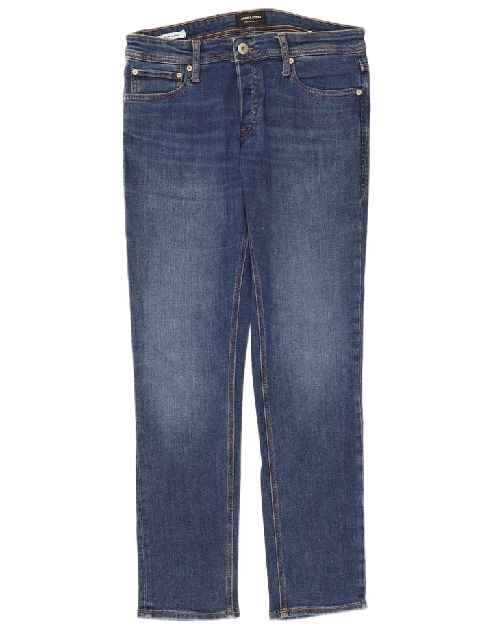 JACK & JONES Jeans slim da uomo GLENN W32 L30 cotone blu