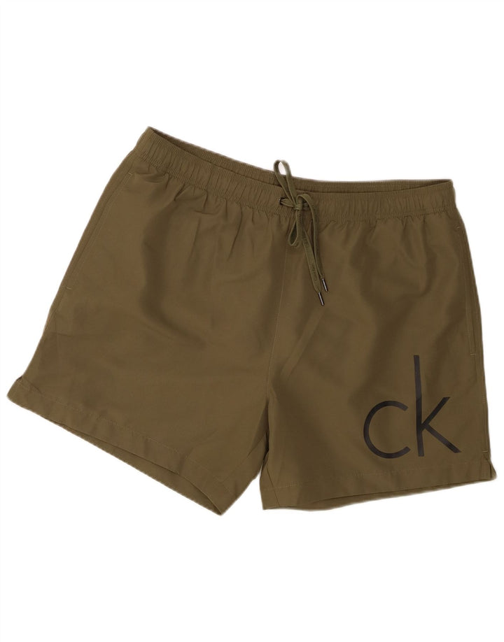Pantaloncini da bagno grafici da uomo Calvin Klein grandi in poliestere kaki