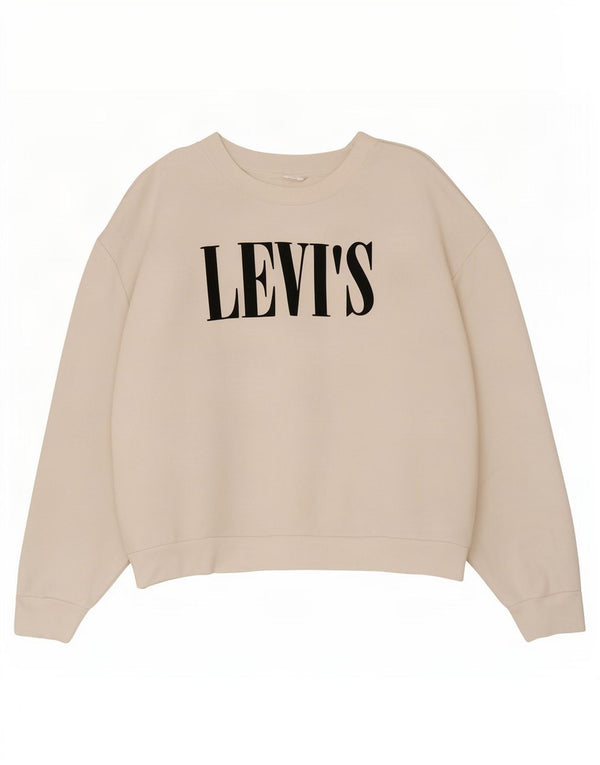 Levi's Donna Felpa oversize con grafica Maglione UK 16 Large Cotone bianco