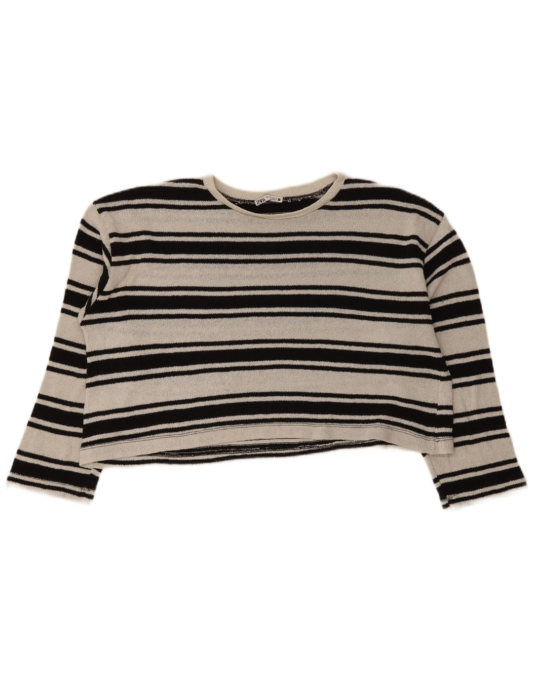 Top corto oversize da donna Zara a maniche lunghe UK 16 grande a righe nere