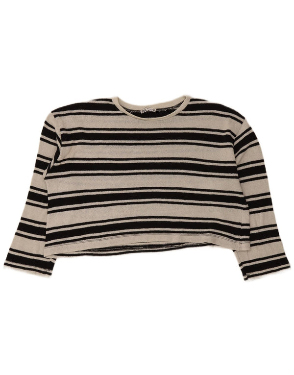 Top corto oversize da donna Zara a maniche lunghe UK 16 grande a righe nere