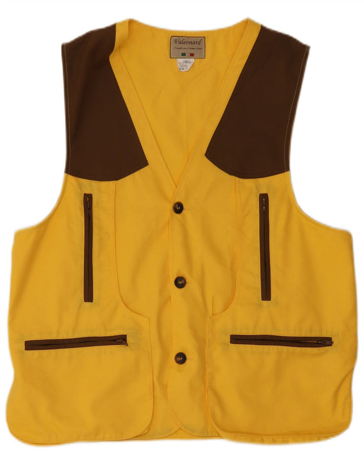 Gilet da uomo VINTAGE UK 40 Large Giallo Colourblock Poliestere