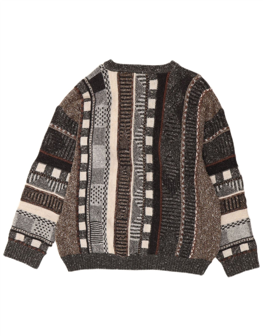 Maglione maglione girocollo da uomo VINTAGE UK 44 XL a righe multicolori