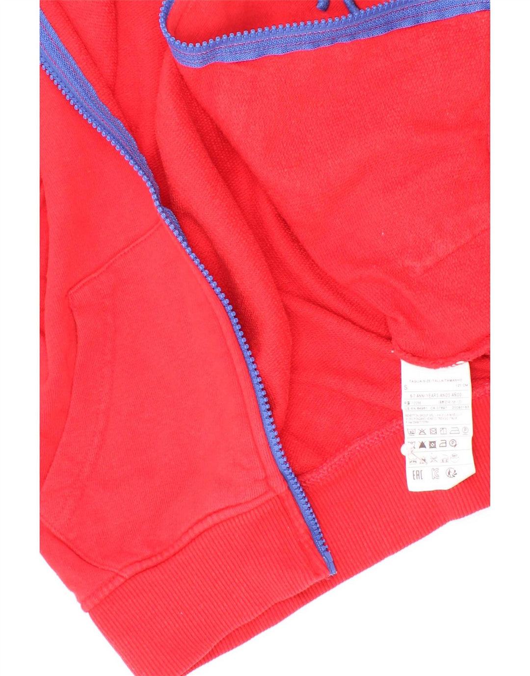 Giacca da ginnastica grafica da bambino Benetton 6-7 anni piccola in cotone rosso