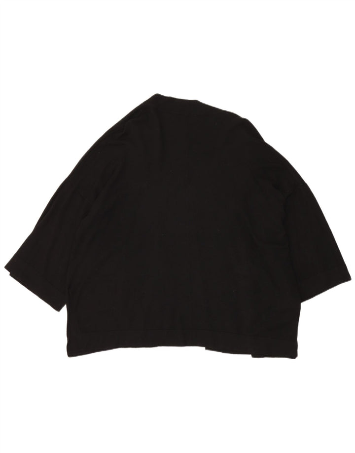 ZARA Maglione Cardigan Aperto Oversize con Maniche a 3/4 da Donna UK 10 Piccolo Nero