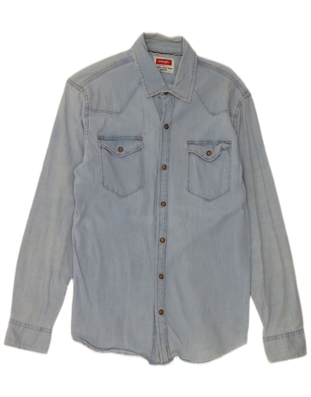 Camicia di jeans da uomo Wrangler in cotone blu medio