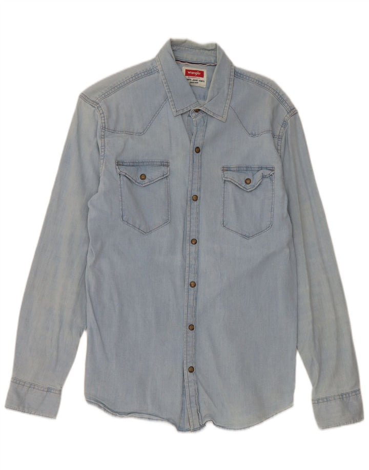 Camicia di jeans da uomo Wrangler in cotone blu medio