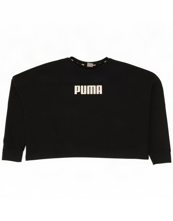 Puma Felpa oversize con grafica corta da donna UK 10 Small Nero
