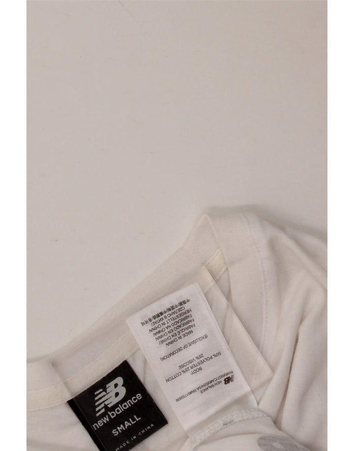 Maglietta grafica corta da donna NEW BALANCE Top UK 10 piccola in cotone bianco