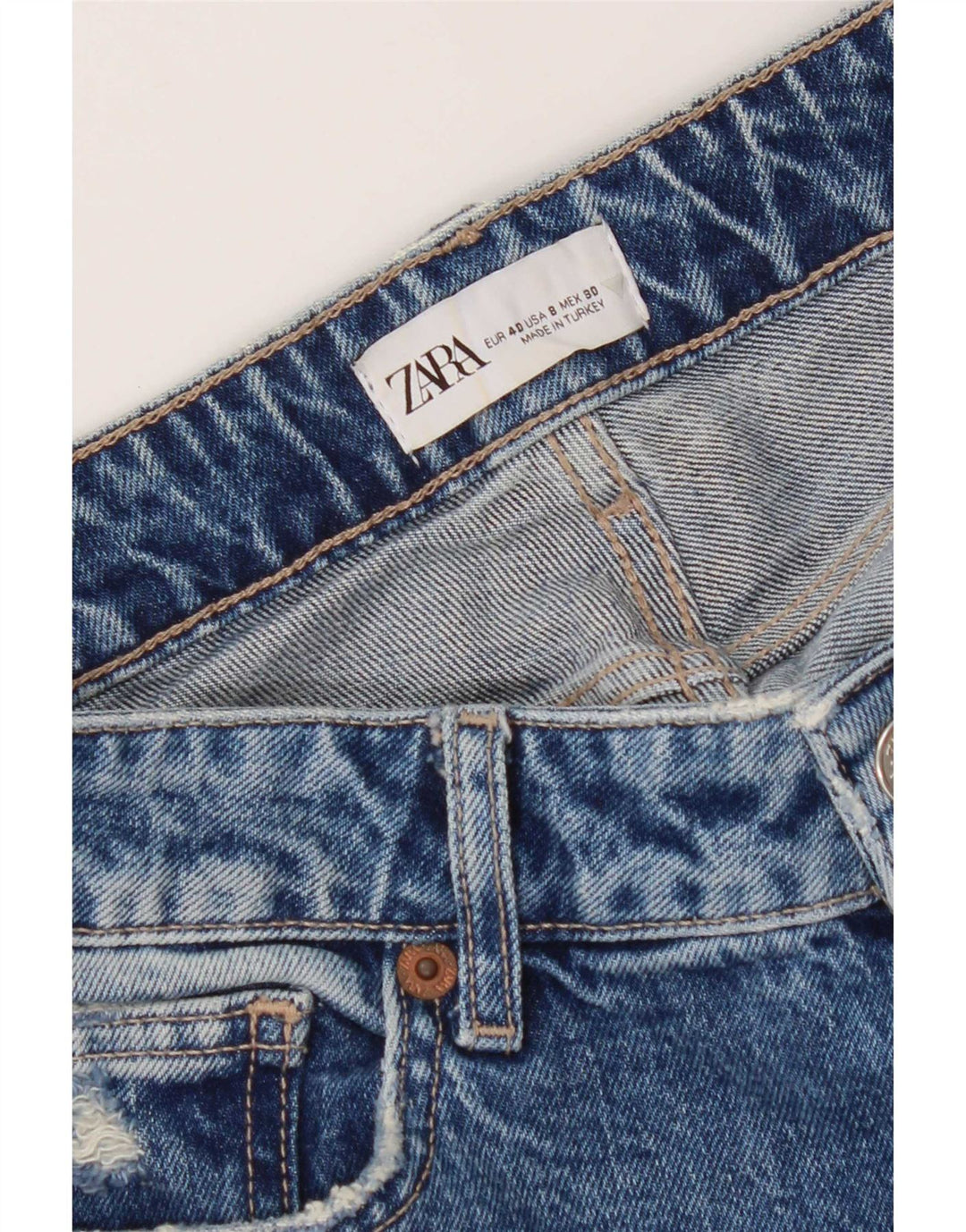 Jeans slim invecchiati Zara da donna EU 40 medi W30 L27 blu
