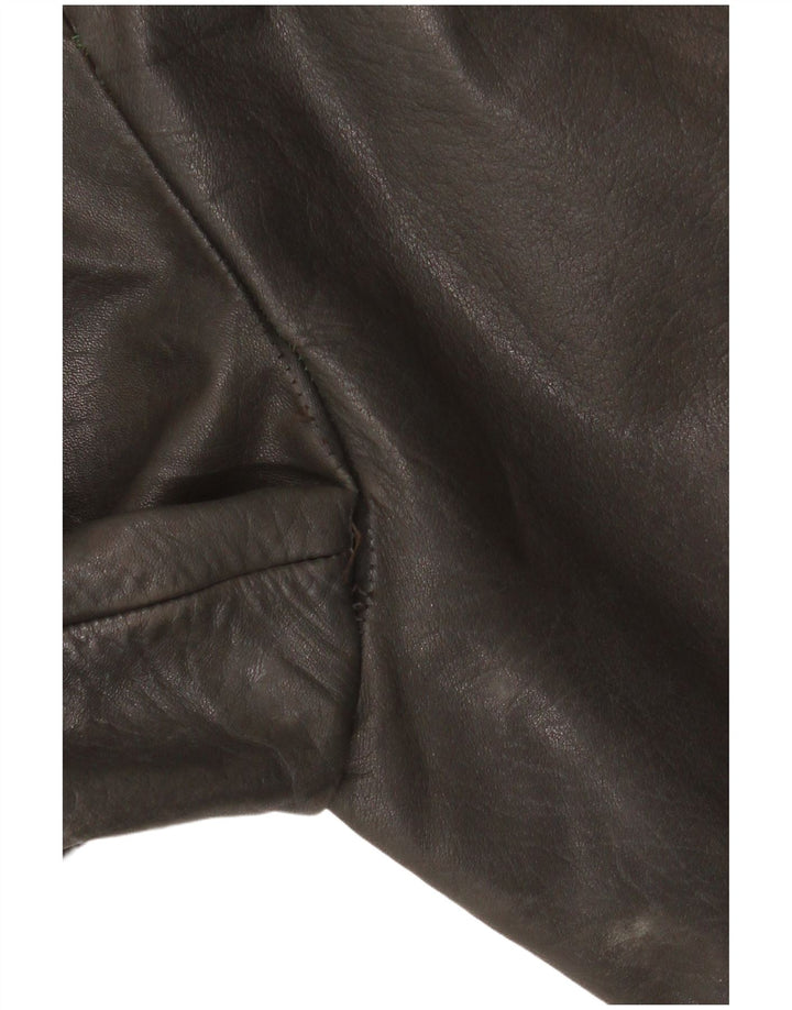 Giacca in pelle vintage da uomo IT 48 media kaki