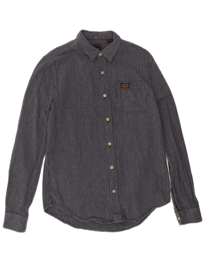 Camicia da uomo Superdry in cotone gessato medio blu navy