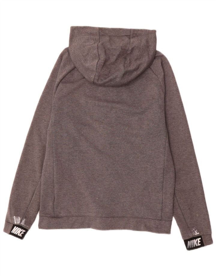 NIKE Mens Zip Hoodie Sweater Small Grey Colourblock Cotton
