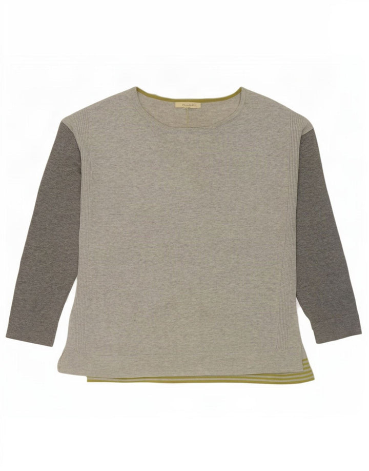 Maglione maglione con scollo a barca da donna White Stuff UK 12 Blocco colore grigio medio