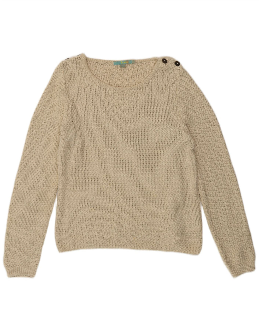 Maglione maglione con scollo a barca da donna Boden UK 12 cotone bianco sporco medio