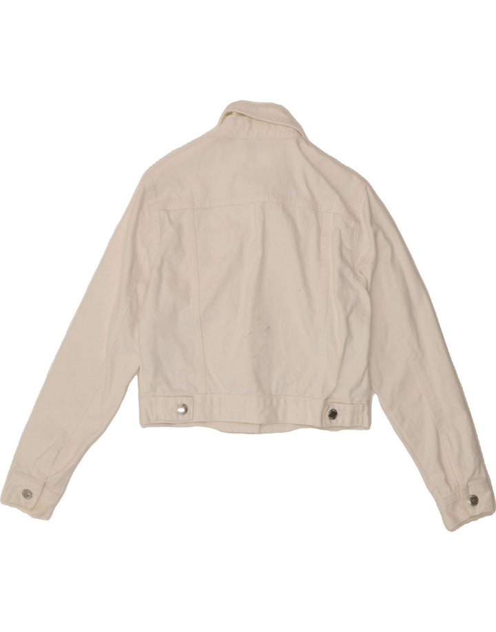 MISS SELFRIDGE Womens Crop Denim Jacket UK 8 Small  White Cotton Vintage Miss Selfridge and Second-Hand Miss Selfridge from Messina Hembry 