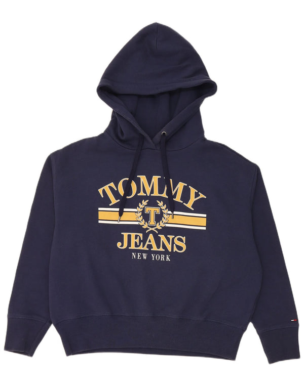 Maglione con cappuccio grafico da donna Tommy Hilfiger UK 14 medio blu navy