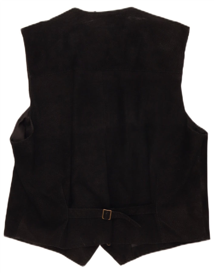 Gilet da uomo in pelle scamosciata John Monroe in pelle nera media
