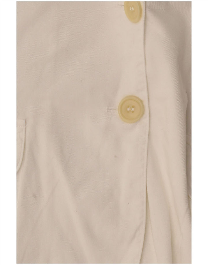 Top Cardigan Manica Corta Donna Benetton IT 42 Cotone Bianco Medio