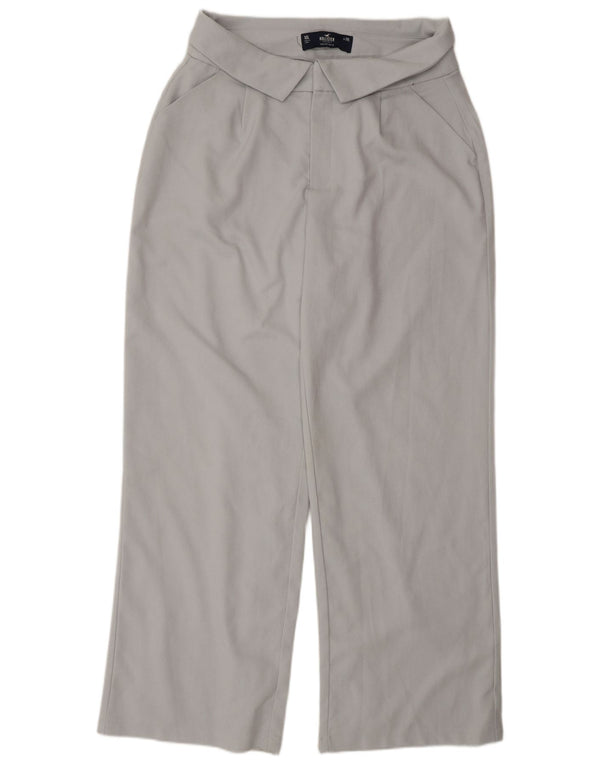 Pantaloni da abito Hollister a gamba larga a vita alta da donna US 10 Large W30 L32 Grigio
