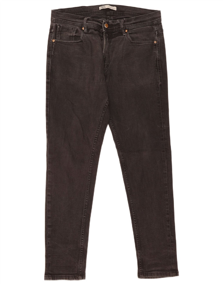 Jeans slim da uomo Zara EU 46 XL W36 L30 Nero