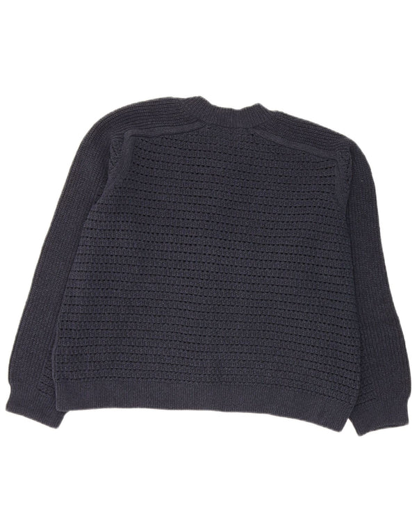 Maglione cardigan corto da donna Marks & Spencer UK 16 grande cotone blu navy