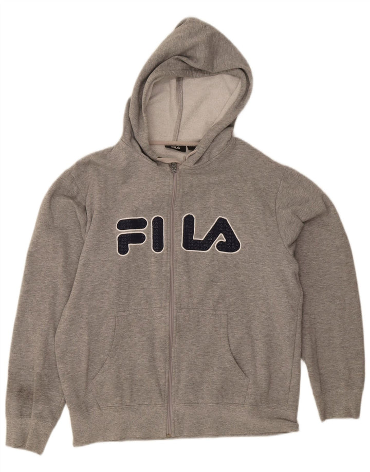 Maglione con cappuccio e zip grafica da uomo Fila Grigio medio