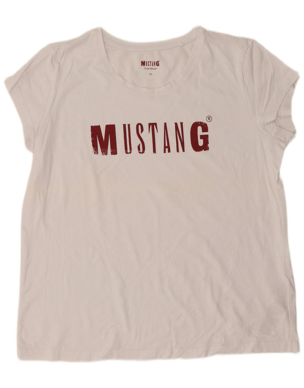 T-shirt grafica da donna Mustang Top UK 18 XL cotone bianco