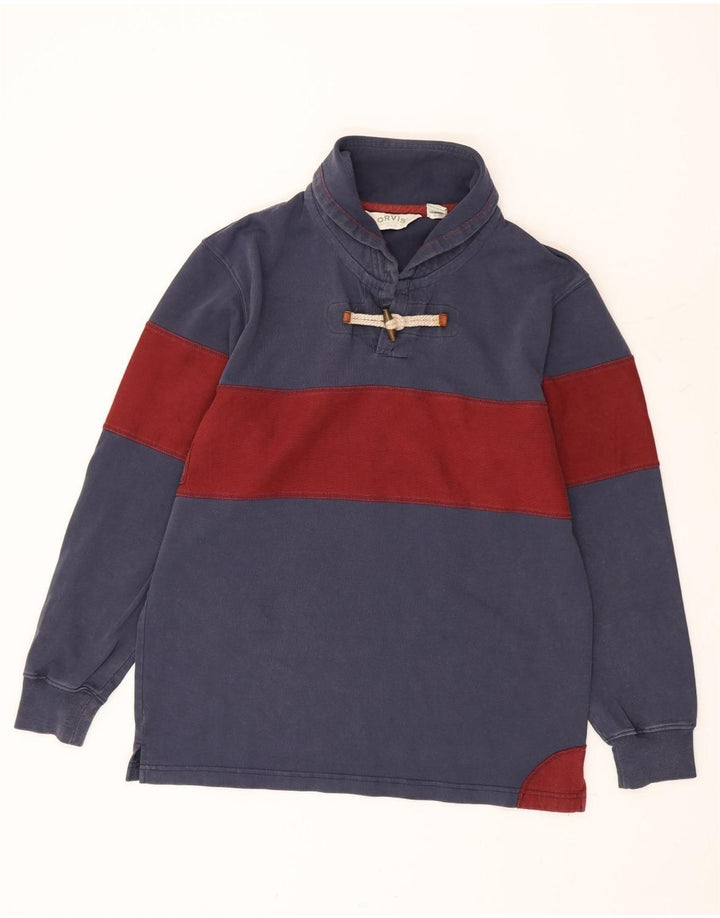Polo da uomo a maniche lunghe Orvis in cotone color block medio blu navy