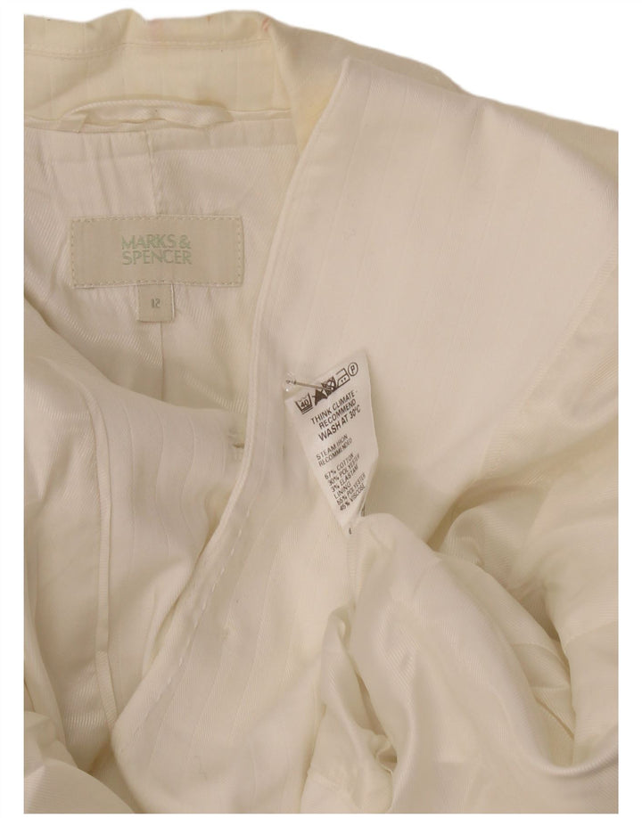 Giacca blazer a 2 bottoni Marks & Spencer da donna UK 12 cotone bianco medio