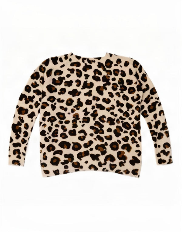 Maglione da donna con scollo a V Marks & Spencer UK 14 Grande stampa animalier beige
