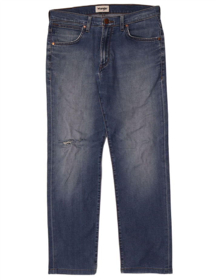 Jeans dritti invecchiati da uomo Wrangler W32 L30 Blu