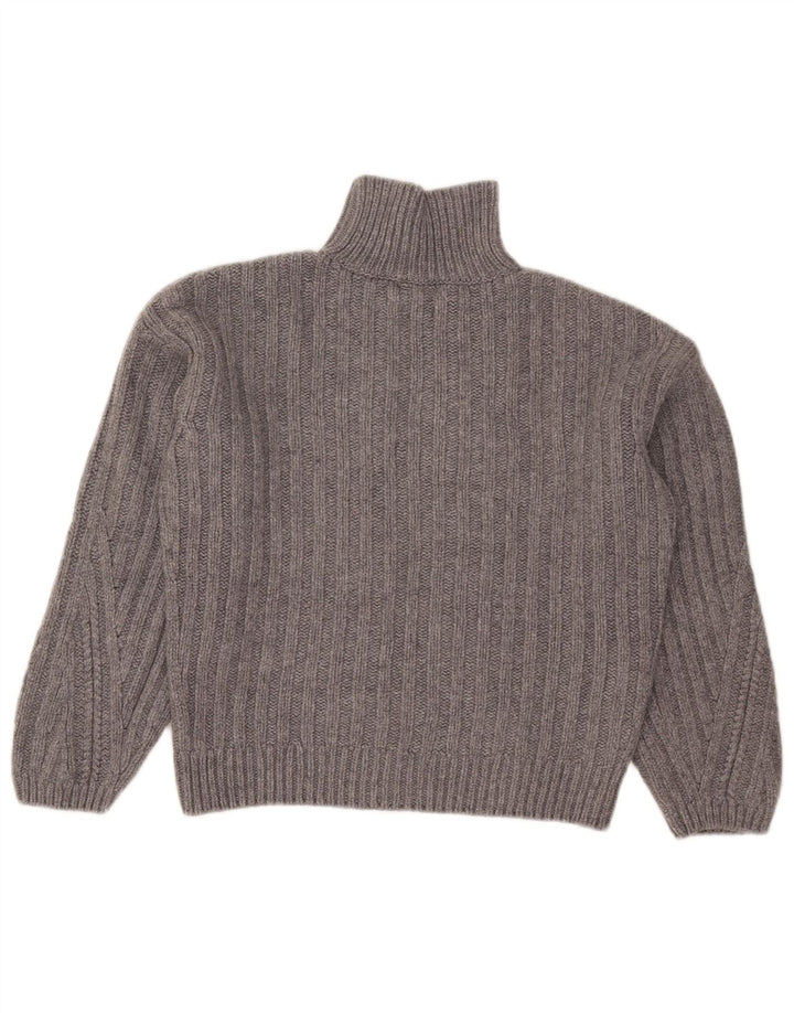 Massimo Dutti Maglione corto da donna con collo alto e collo alto UK 10 piccolo grigio